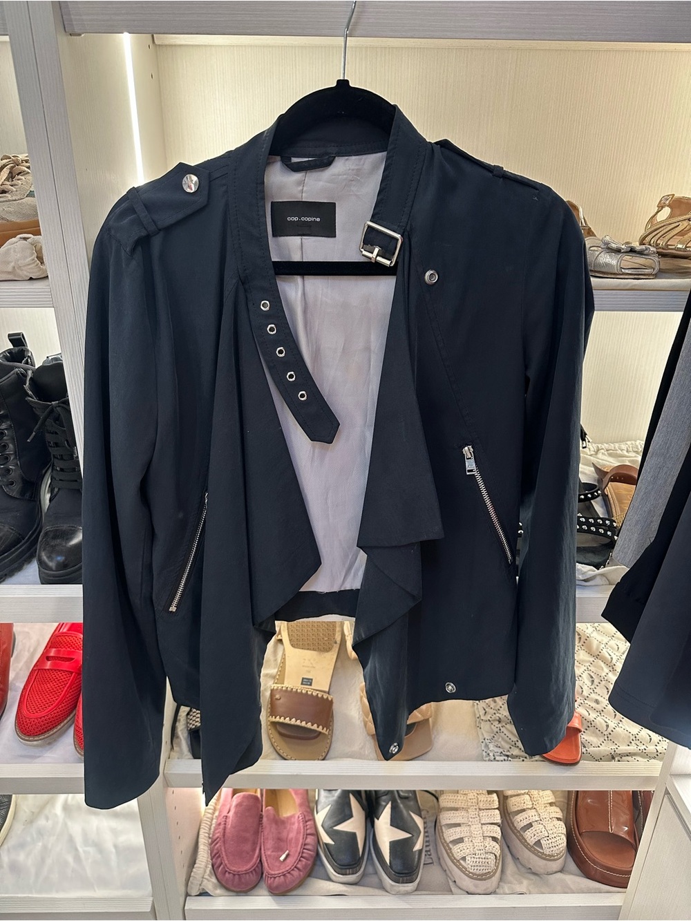 Cop Copine Black Draped Moto Jacket